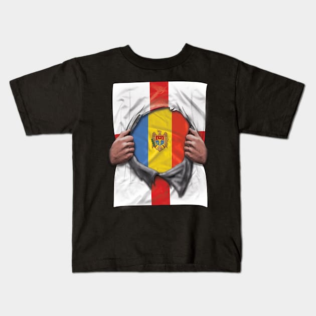 Moldova Flag English Flag Ripped - Gift for Moldovan From Moldova Kids T-Shirt by Country Flags